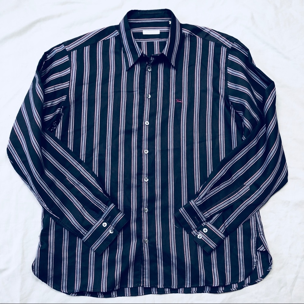 Burberry London Men's Striped Dress Shirt XL
